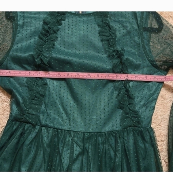 Elegant Teal Long-Sleeve Dress - Picture 4 of 5